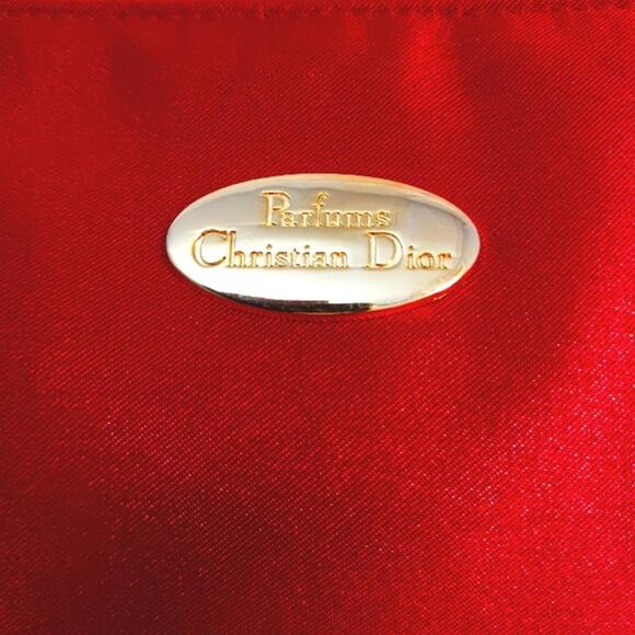 DIOR CROSSBODY Purse 6.5x4 Red Satin Beaute bag added Crystal Tassel Gold Chain - Picture 7 of 16